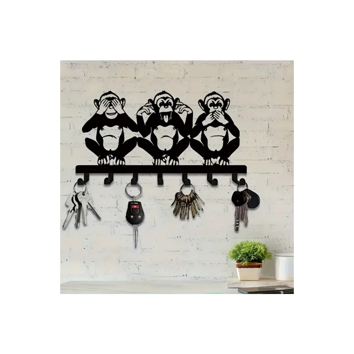 HelloYoung Metall-Wandhaken in Affenform, moderne Wandhalterung für Schlüssel, Mäntel und Hüte in Schwarz - Bild 7
