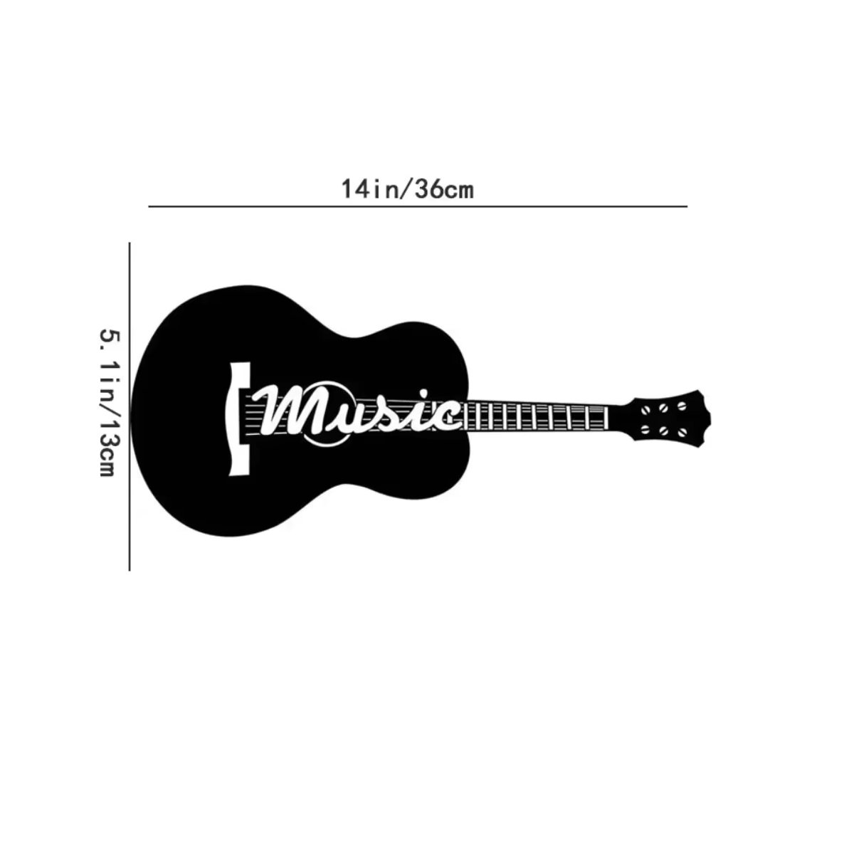 HELLOYOUNG Metall Wandschild Akustikgitarre Silhouette in Schwarz, Dekorative Wandkunst für Musikliebhaber, B/T/H: 35,56 x 35,56 x 35,56 cm - Bild 2