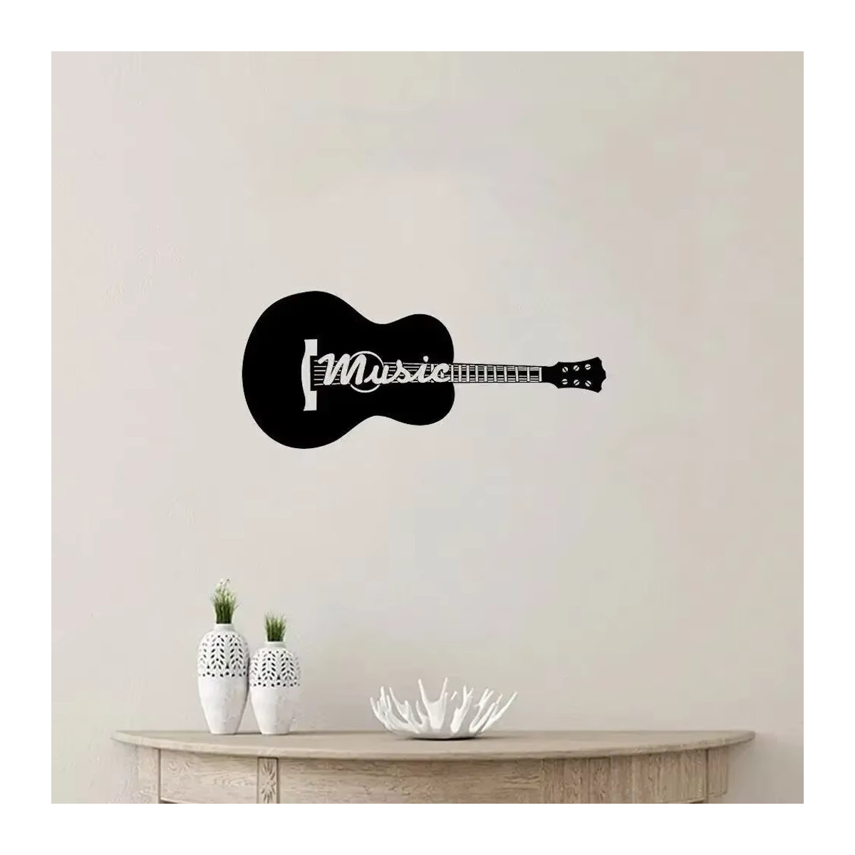 HELLOYOUNG Metall Wandschild Akustikgitarre Silhouette in Schwarz, Dekorative Wandkunst für Musikliebhaber, B/T/H: 35,56 x 35,56 x 35,56 cm - Bild 6