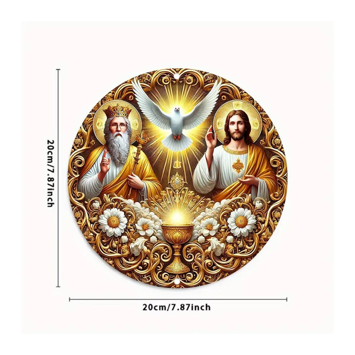 HELLOYOUNG Moderne Eisenkunst Heiliger Geist und Heilige Wanddekoration in Gold, Quadratischer Hochauflösender Druck aus Metall und Papier - Bild 4