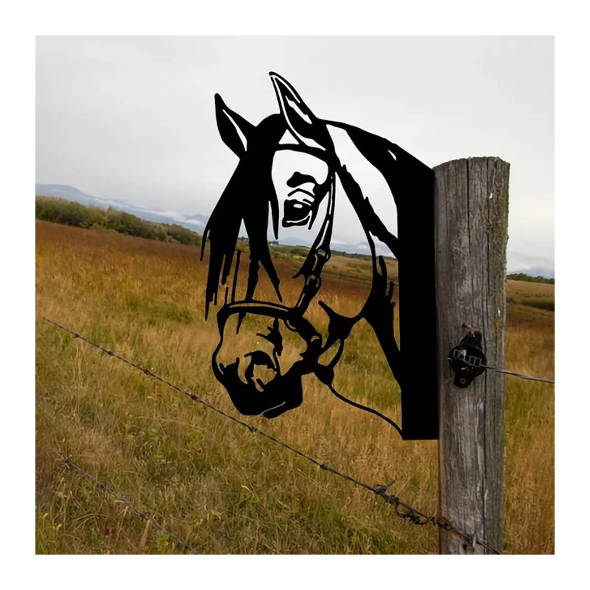 HELLOYOUNG Pferde Silhouette aus Metall als Wandkunst und Gartenornament in Schwarz - Bild 1