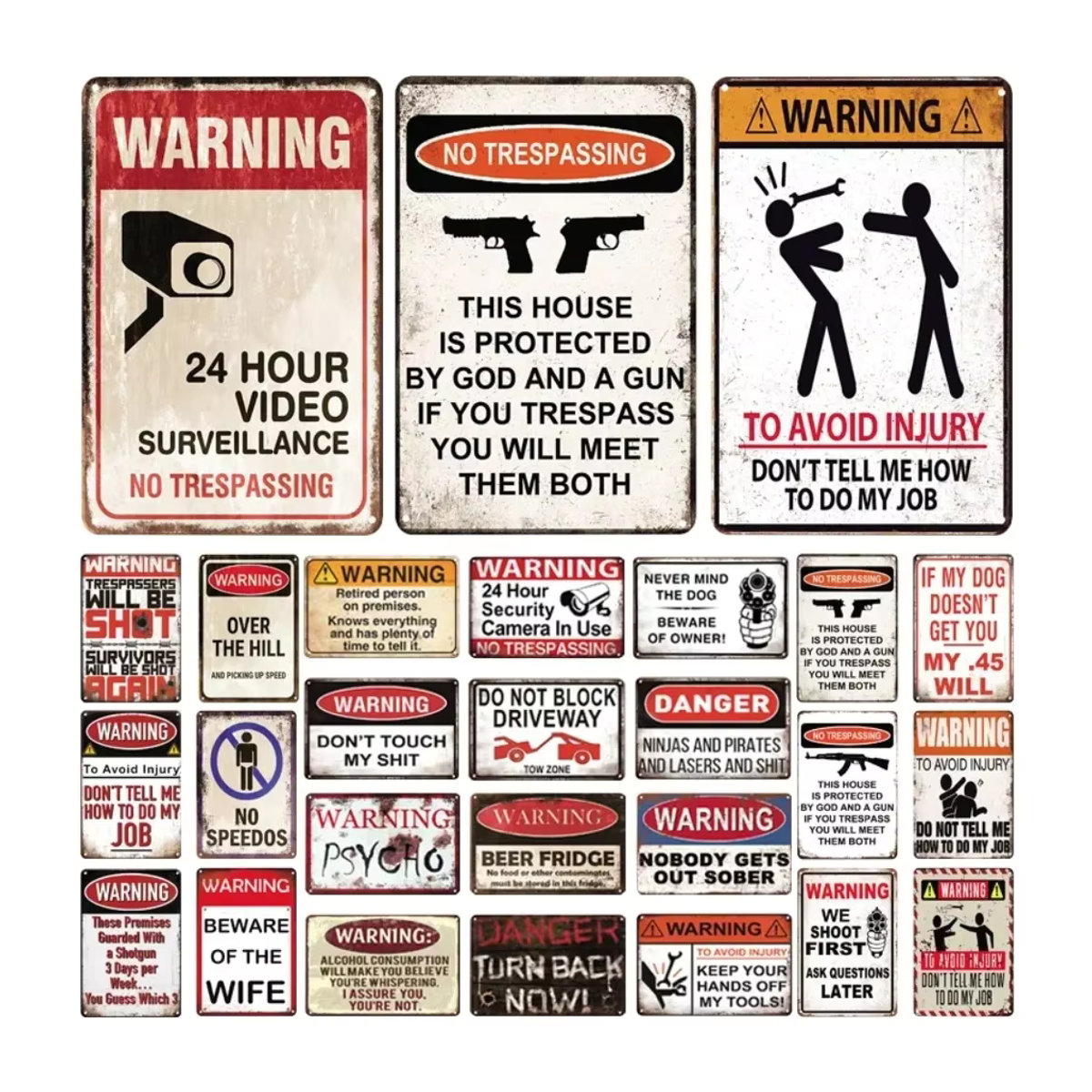 HELLOYOUNG Retro Danger Warning Metallschild im Querformat für die Wanddekoration - Bild 2