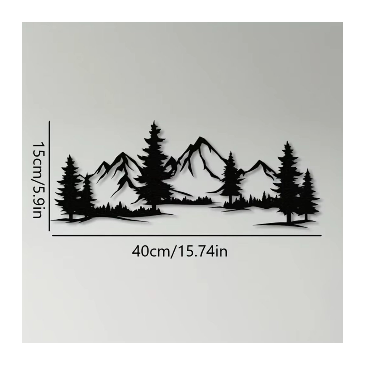 HELLOYOUNG Rustikale Metallic-Wandkunst Wald und Berg in Schwarz zur Wandmontage - Bild 2