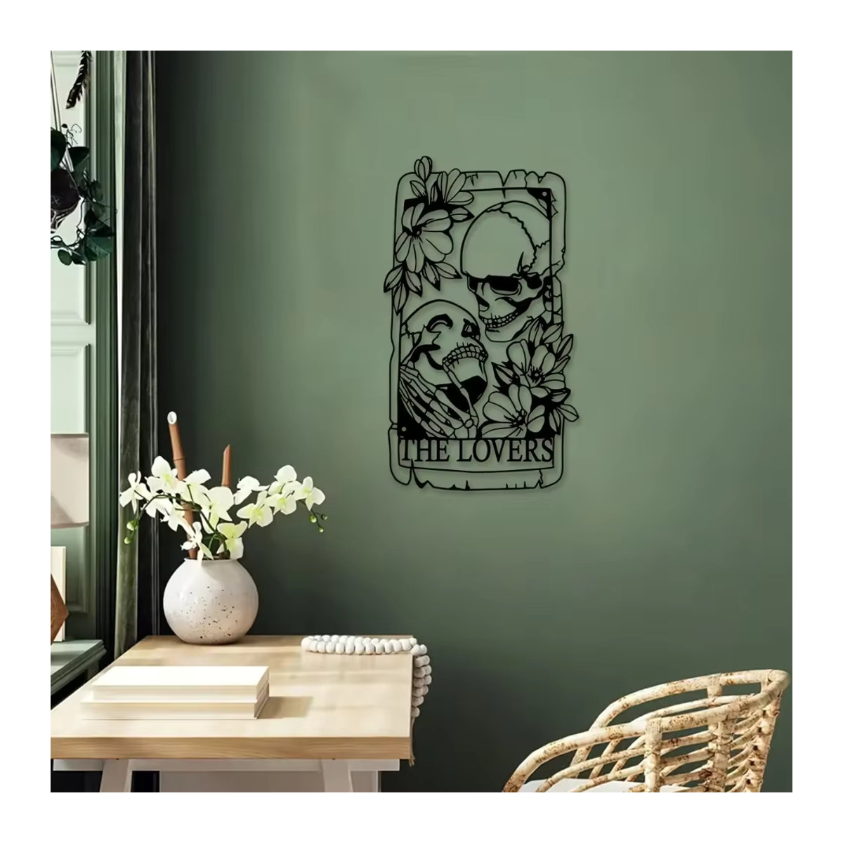 HELLOYOUNG Totenkopf Wandkunst im Gothic-Stil aus Metall, Paar aus Eisen in Schwarz für Innen- und Außenbereich - Bild 2