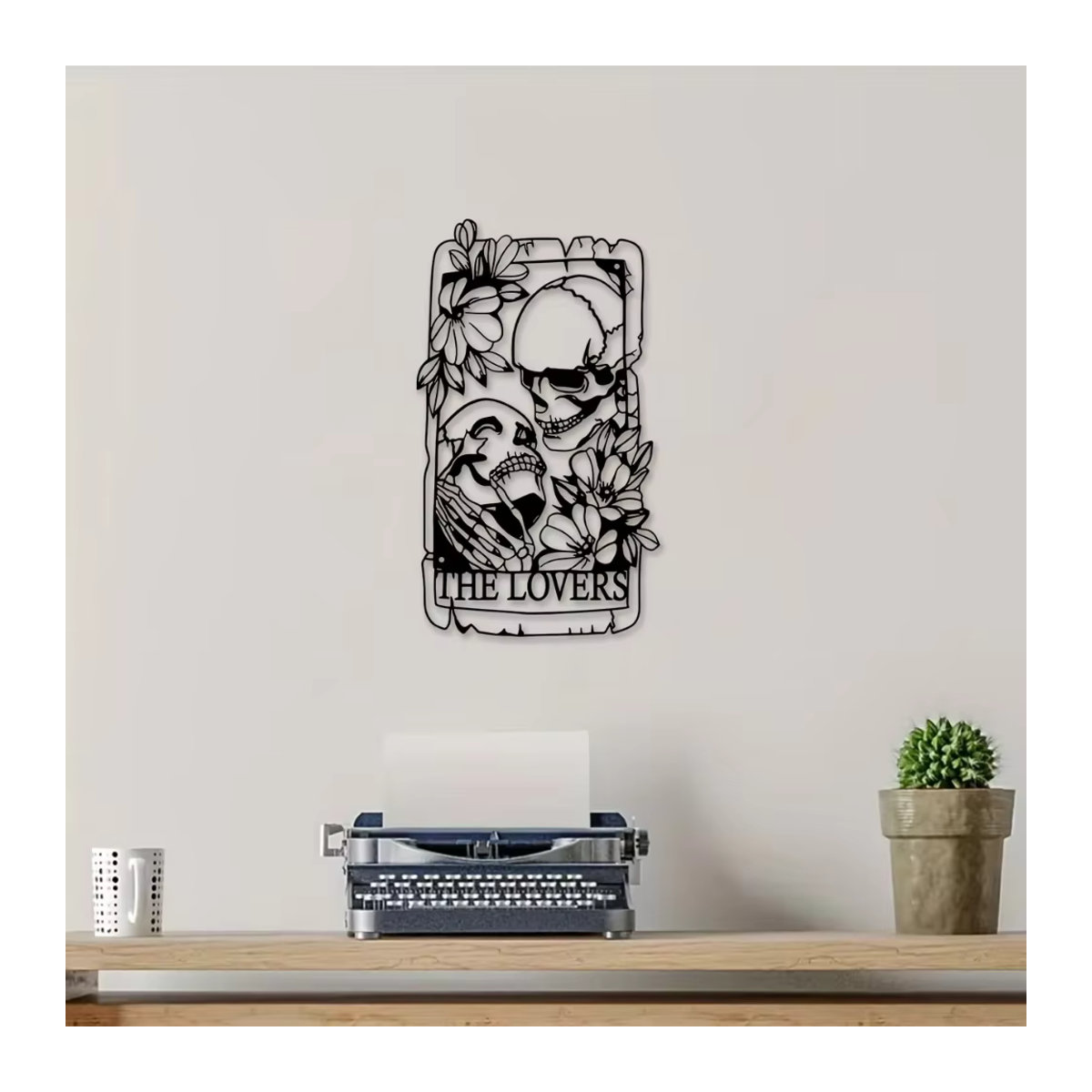 HELLOYOUNG Totenkopf Wandkunst im Gothic-Stil aus Metall, Paar aus Eisen in Schwarz für Innen- und Außenbereich - Bild 3