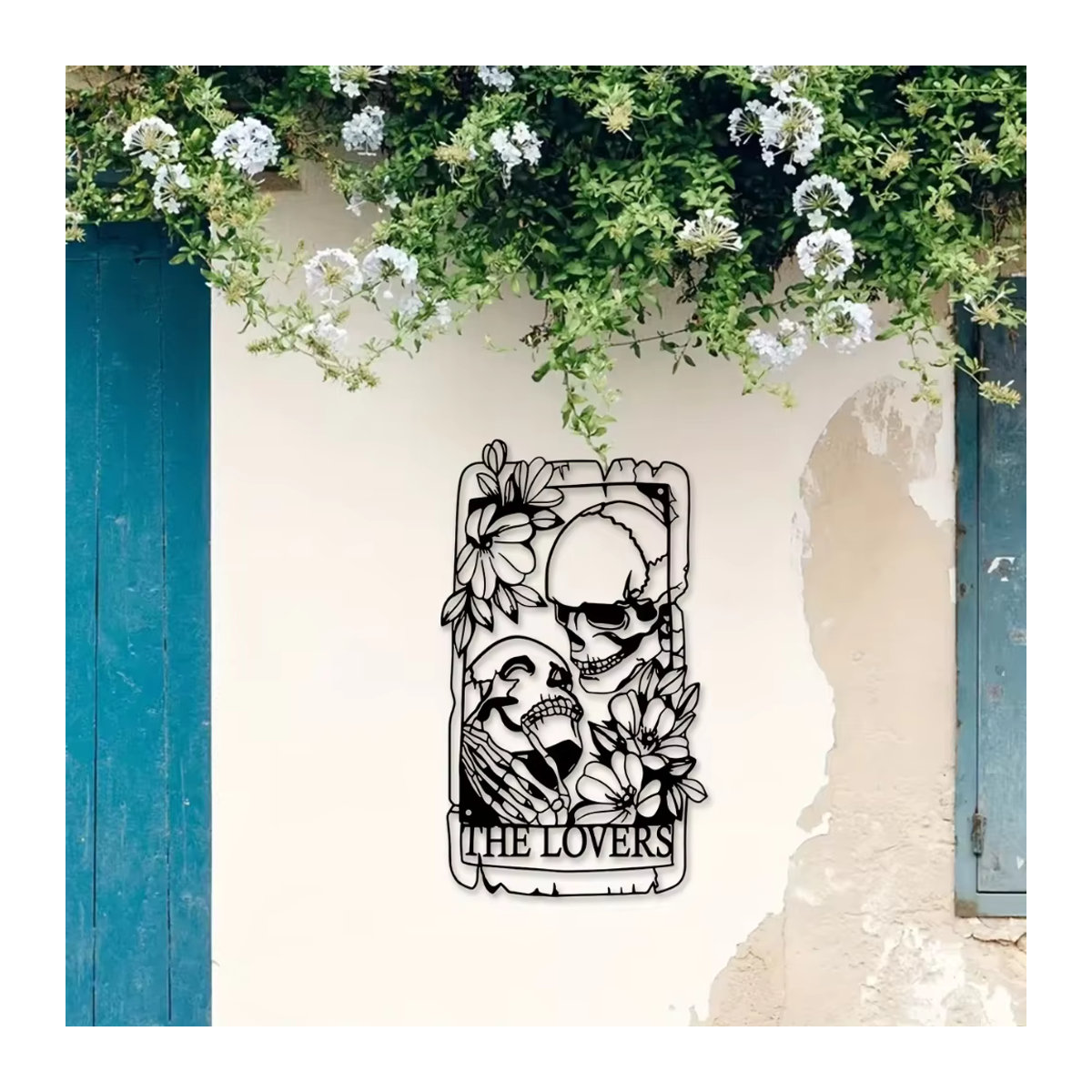HELLOYOUNG Totenkopf Wandkunst im Gothic-Stil aus Metall, Paar aus Eisen in Schwarz für Innen- und Außenbereich - Bild 4