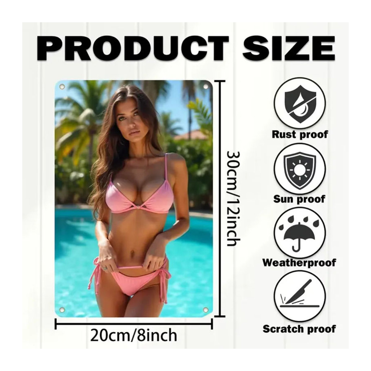 HELLOYOUNG Vintage Bikini Leinwandkunst Porträt Wanddekoration mehrfarbig Hochformat B/H: 30 x 20 cm - Bild 2