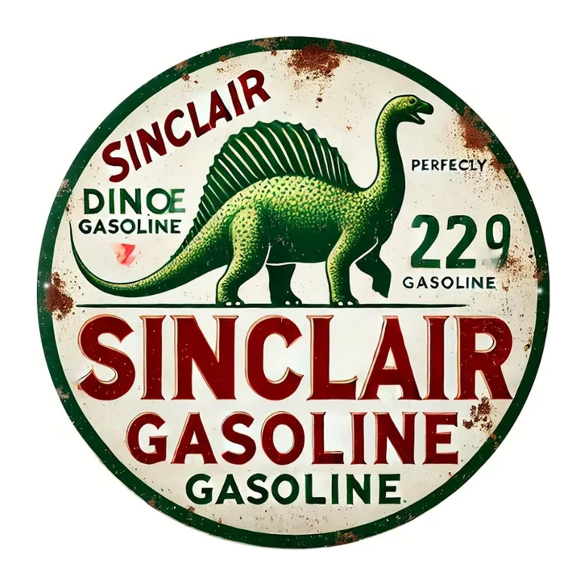 HELLOYOUNG Vintage Dino Benzin-Blechschild aus Aluminium für dein Garagendekor - Bild 1