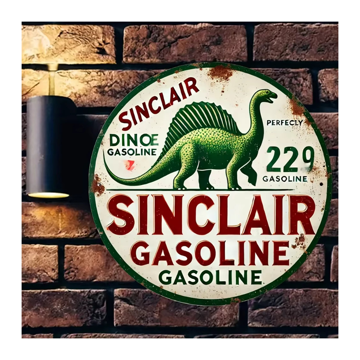 HELLOYOUNG Vintage Dino Benzin-Blechschild aus Aluminium für dein Garagendekor - Bild 3