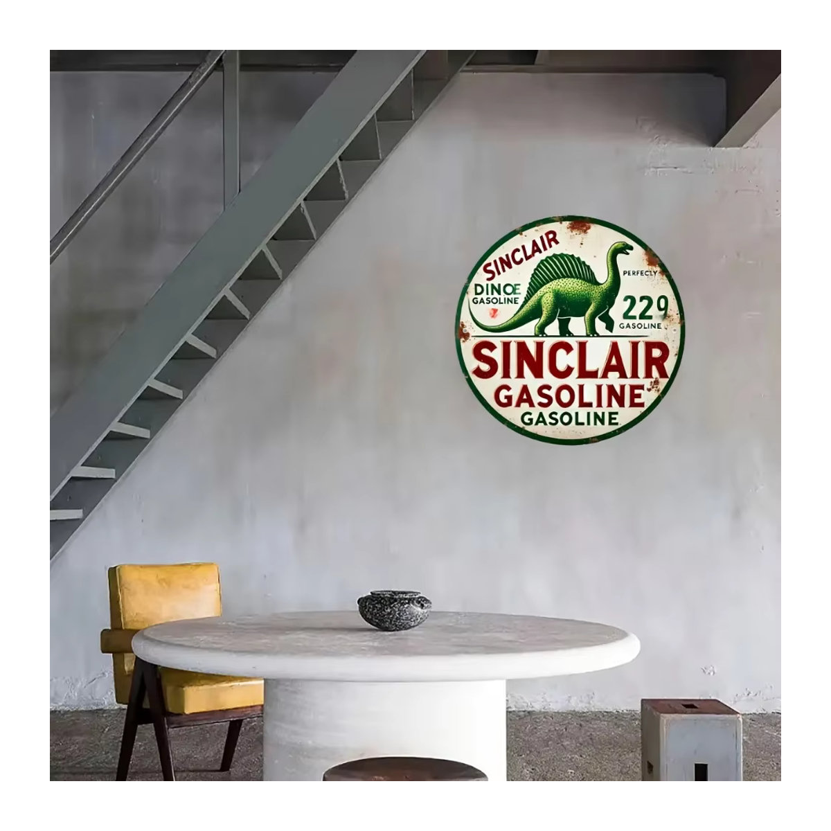 HELLOYOUNG Vintage Dino Benzin-Blechschild aus Aluminium für dein Garagendekor - Bild 4