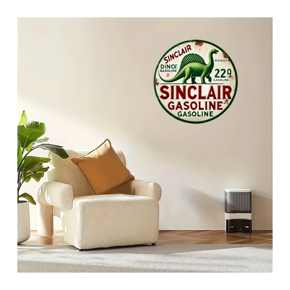 HELLOYOUNG Vintage Dino Benzin-Blechschild aus Aluminium für dein Garagendekor - Bild 5