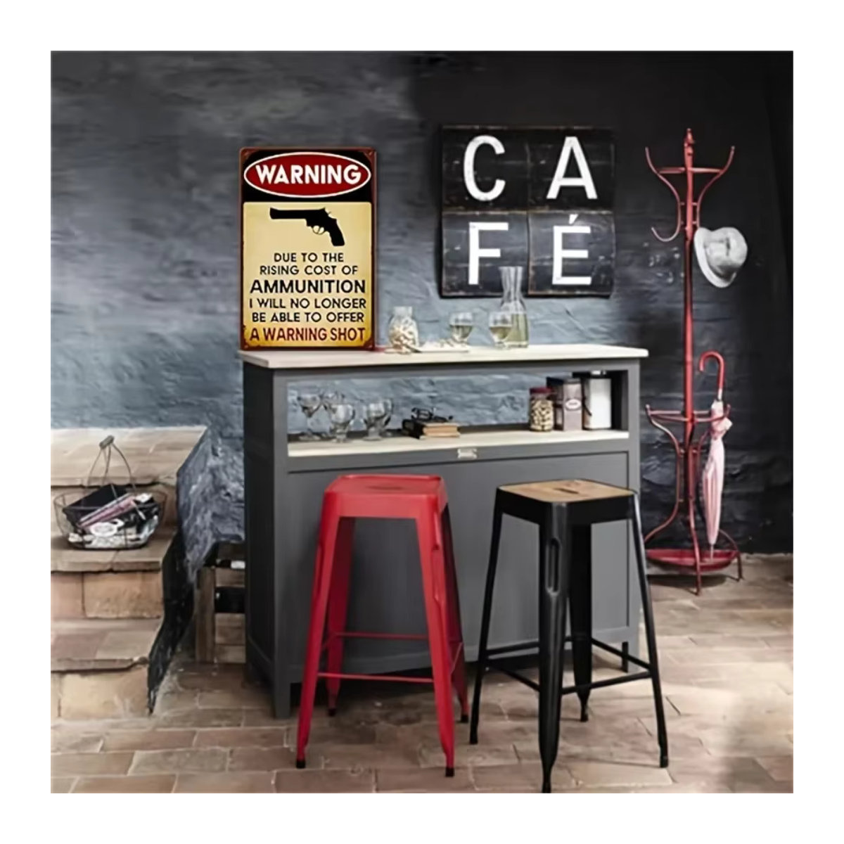 HELLOYOUNG Vintage Garage Schild aus Metall als mehrfarbige Wanddekoration im Hochformat - Bild 3