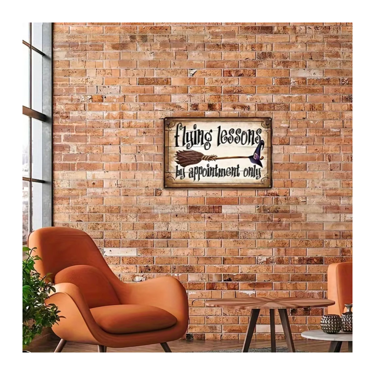 HELLOYOUNG Vintage Halloween Metallschild Buch a Flying Lesson Hexerei Wandkunst - Bild 2