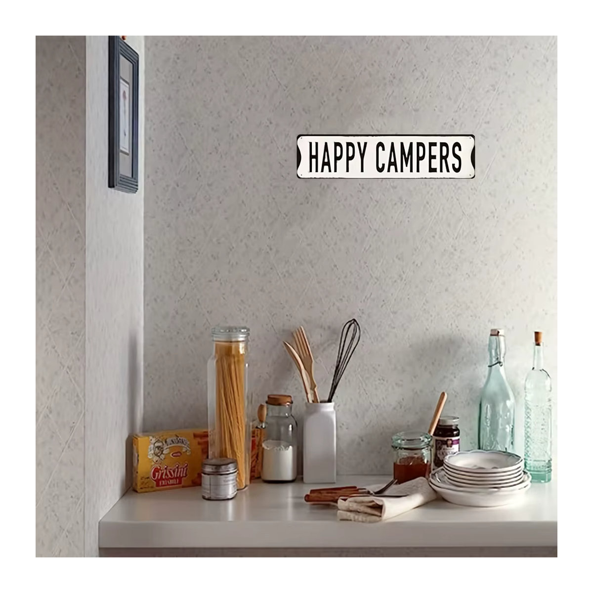 HELLOYOUNG Vintage Happy Camper Metall-Wanddeko für drinnen und draußen, B: 40,0 cm, H: 10,0 cm, T: 10,0 cm - Bild 3