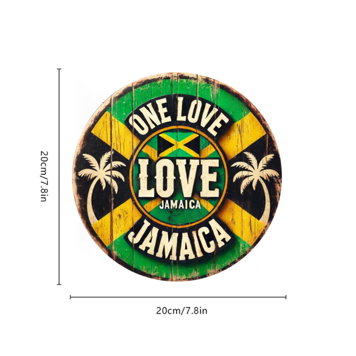 HELLOYOUNG Vintage Jamaica Love Holzschild One Love Wanddekoration in Grün und Gelb - Bild 2