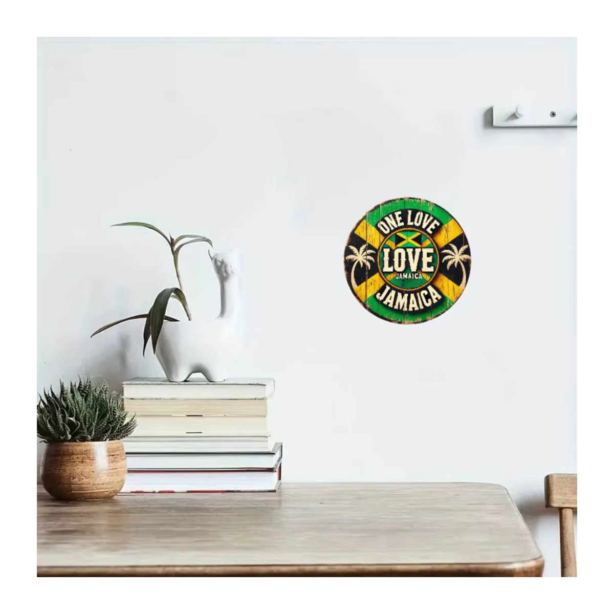 HELLOYOUNG Vintage Jamaica Love Holzschild One Love Wanddekoration in Grün und Gelb - Bild 4