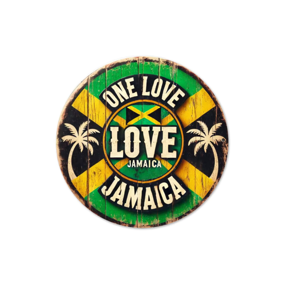 HELLOYOUNG Vintage Jamaica Love Holzschild One Love Wanddekoration in Grün und Gelb - Bild 7
