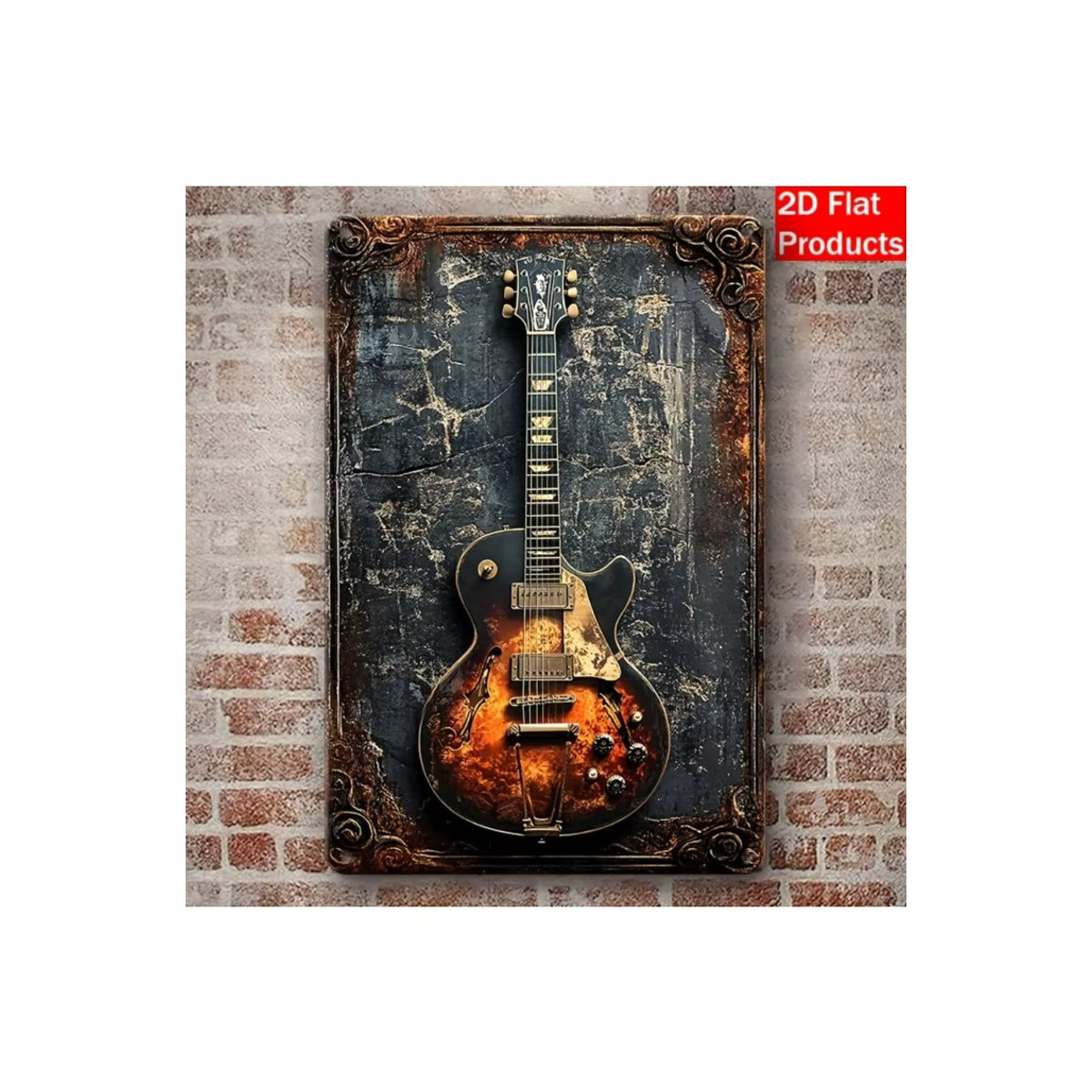 HELLOYOUNG Vintage Landgitarren Wandkunst aus Metall, Mehrfarbige Eisenplakette zur Wandmontage, B: 20 cm, H: 30 cm, T: 20 cm - Bild 6