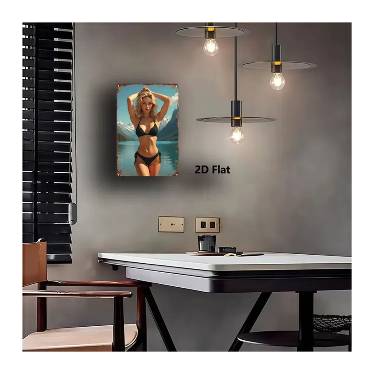 HELLOYOUNG Vintage Metallschild Bikini-Mädchen in Schwarz und Mehrfarbig, Rechteckige Wanddekoration für Zuhause und Fitnessraum, B: 30 cm, H: 20 cm - Bild 4