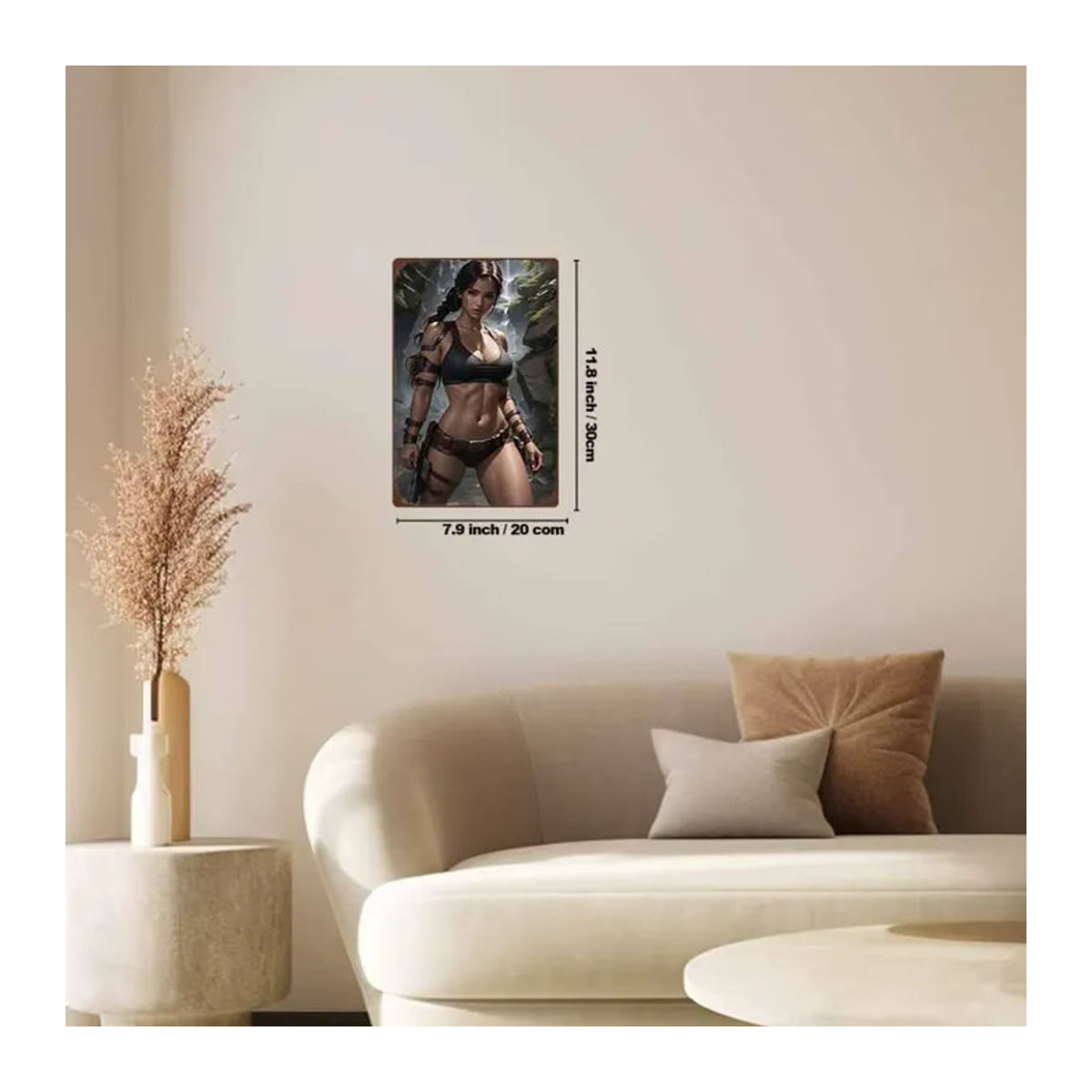 HELLOYOUNG Vintage Metallschild Dschungel-Kriegerin Wandkunst mehrfarbig B: 30 cm, H: 20 cm, T: 20 cm - Bild 2