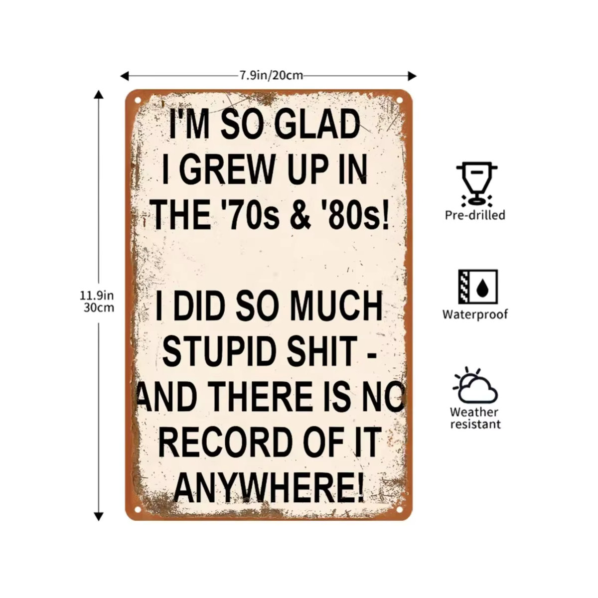 HELLOYOUNG Vintage Metallschild Grown Up Retro Wanddekoration für Außen und Innen, B/H: 20 x 30 cm - Bild 2