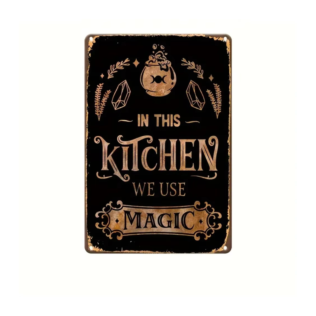 HELLOYOUNG Vintage Metallschild Magie Wandbehang in Schwarz, rechteckiges Typografie-Wandschild für Zuhause, Bar und Restaurant, Höhe: 30 cm, Breite: 20 cm - Bild 2