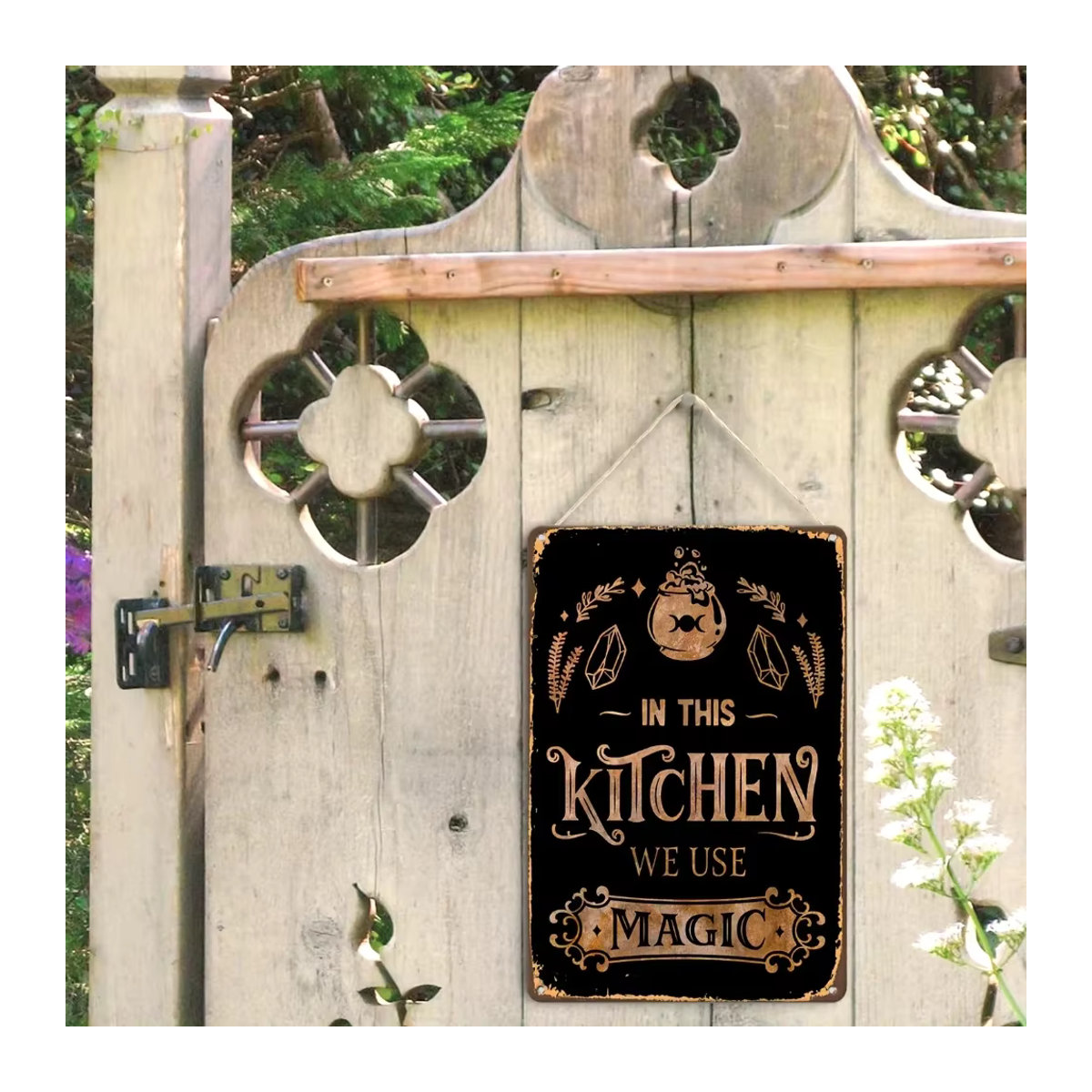 HELLOYOUNG Vintage Metallschild Magie Wandbehang in Schwarz, rechteckiges Typografie-Wandschild für Zuhause, Bar und Restaurant, Höhe: 30 cm, Breite: 20 cm - Bild 3