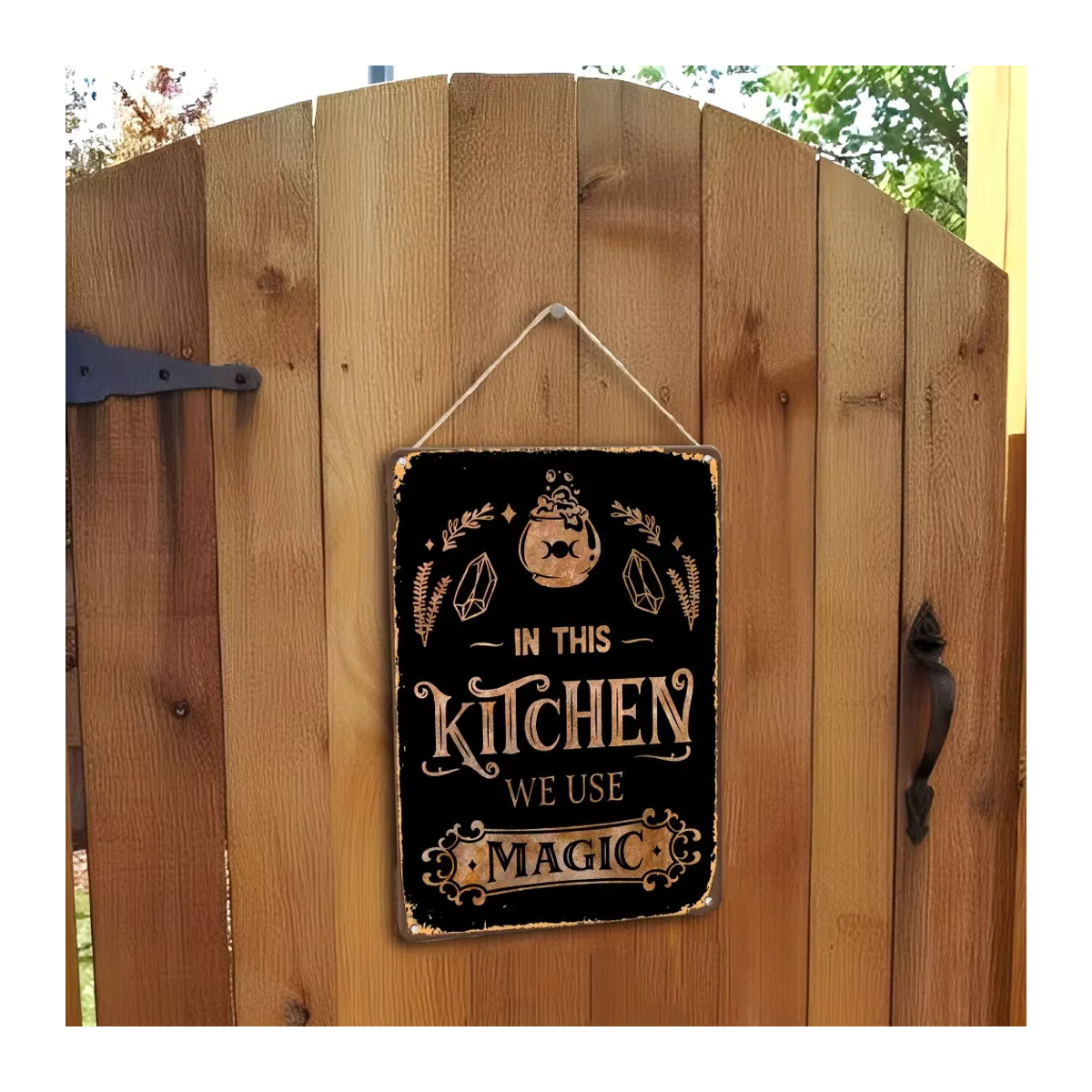 HELLOYOUNG Vintage Metallschild Magie Wandbehang in Schwarz, rechteckiges Typografie-Wandschild für Zuhause, Bar und Restaurant, Höhe: 30 cm, Breite: 20 cm - Bild 5