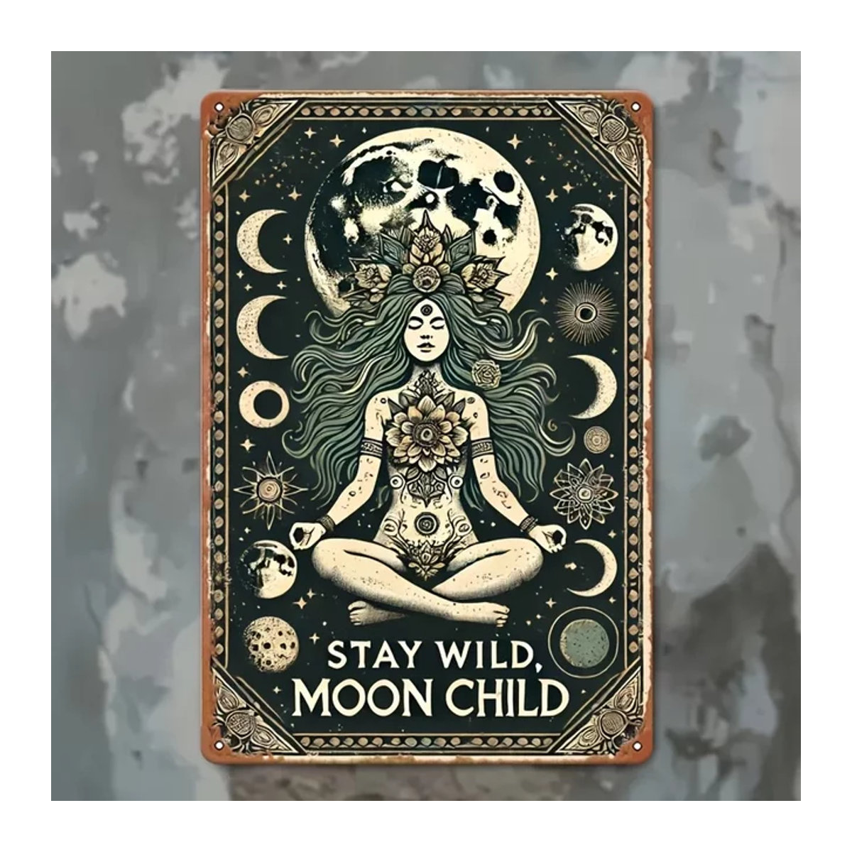 HELLOYOUNG Vintage Metallwandkunst Stay Wild Moon Youngsters Rustikales Wanddekor aus Weißblech - Bild 1