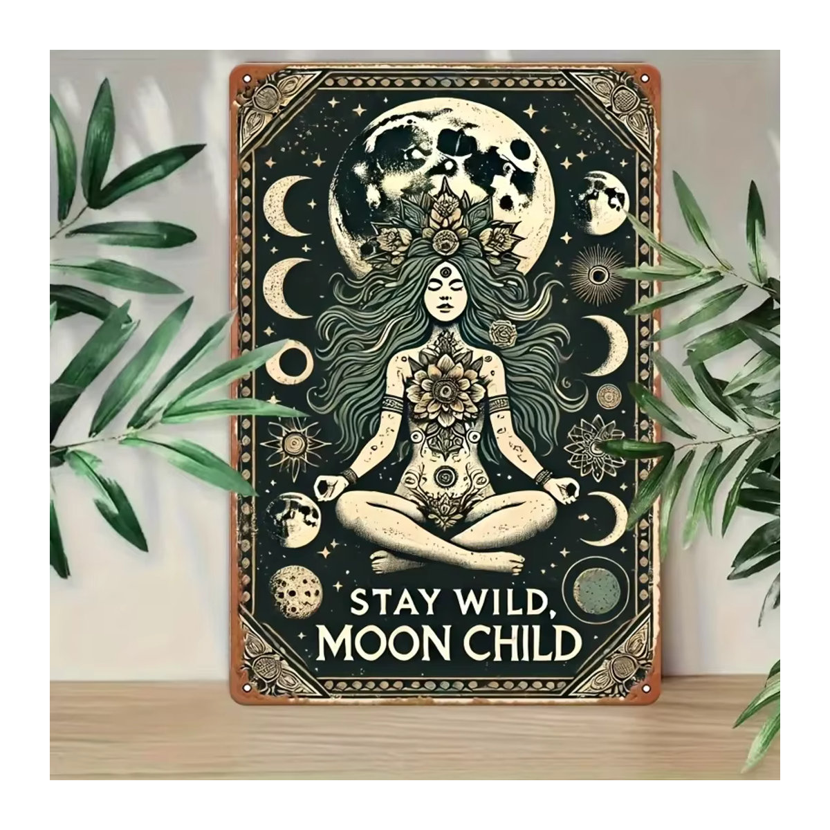 HELLOYOUNG Vintage Metallwandkunst Stay Wild Moon Youngsters Rustikales Wanddekor aus Weißblech - Bild 2