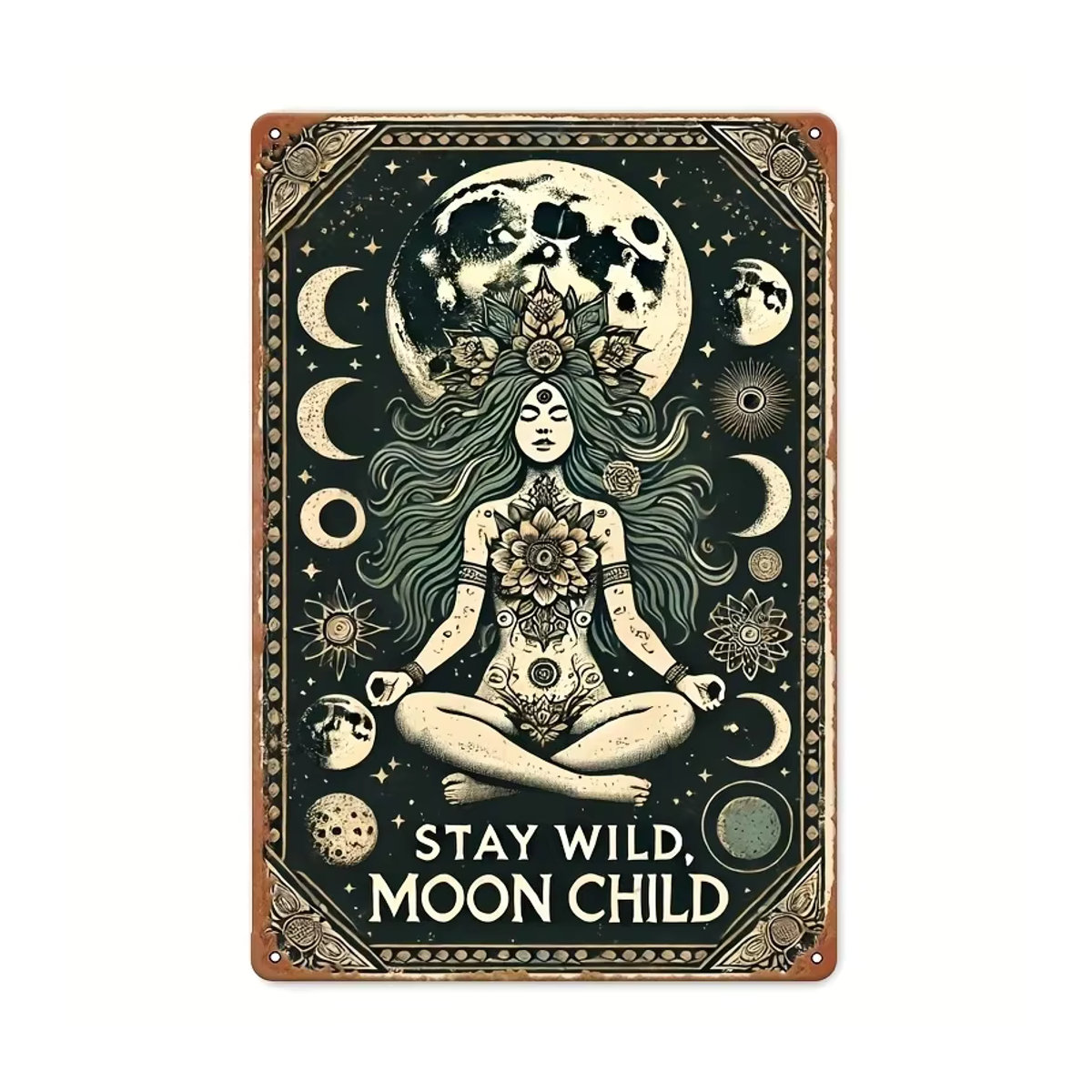 HELLOYOUNG Vintage Metallwandkunst Stay Wild Moon Youngsters Rustikales Wanddekor aus Weißblech - Bild 3
