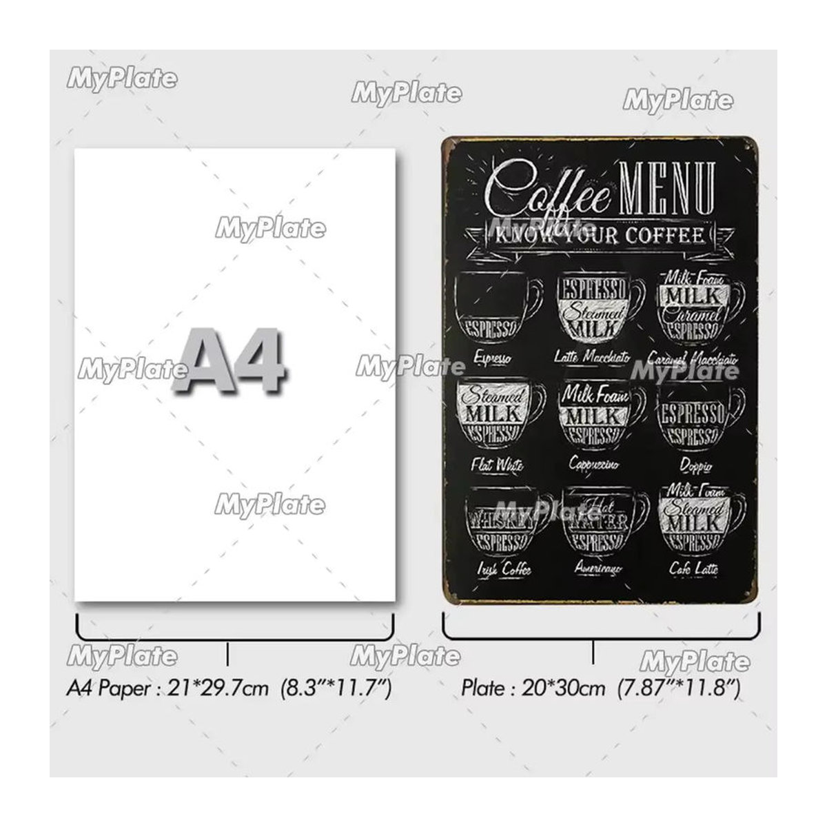 HELLOYOUNG Vintage Tabak Poster Blechschild in Schwarz, Metall Wanddekoration mit Typografie, B/H: 20 x 30 cm - Bild 1