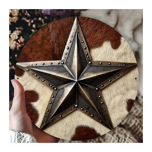 HELLOYOUNG Vintage Western Cowboy Stern Metallschild in Braun für Wandmontage