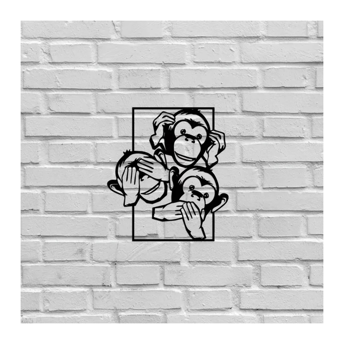 HELLOYOUNG Wanddekoration aus Metall mit drei Affen Motiven in Schwarz, moderne Eisen Kunst Silhouette für Schlafzimmer und Wohnraum - Bild 1