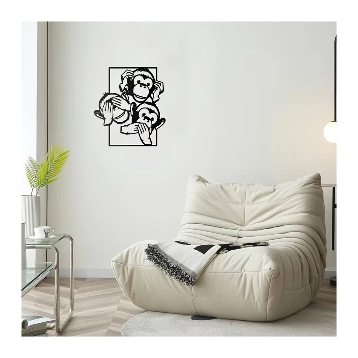 HELLOYOUNG Wanddekoration aus Metall mit drei Affen Motiven in Schwarz, moderne Eisen Kunst Silhouette für Schlafzimmer und Wohnraum - Bild 5