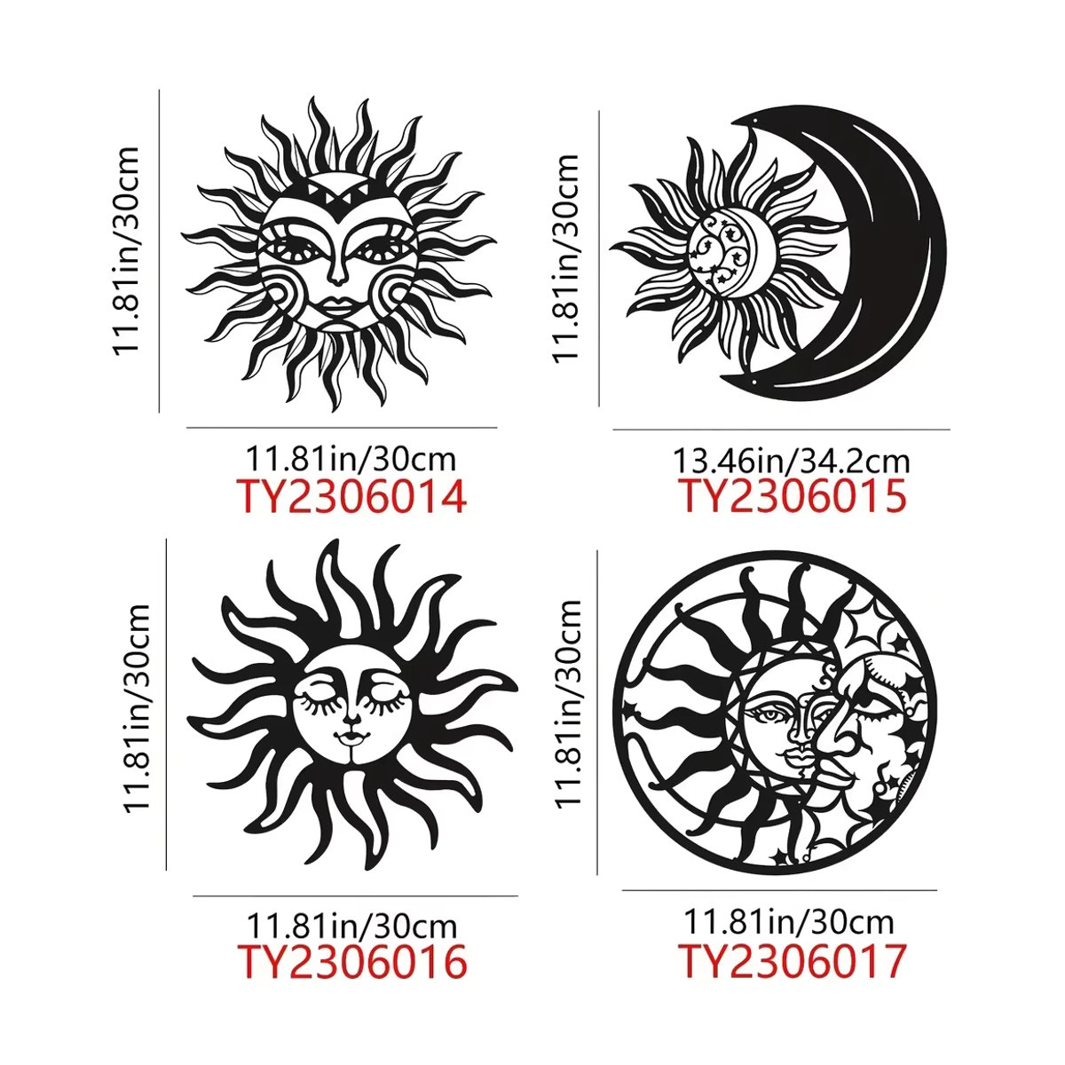 HELLOYOUNG Wanddekoration aus Metall Sonne und Mond in Schwarz im Bohemian Stil - Bild 2