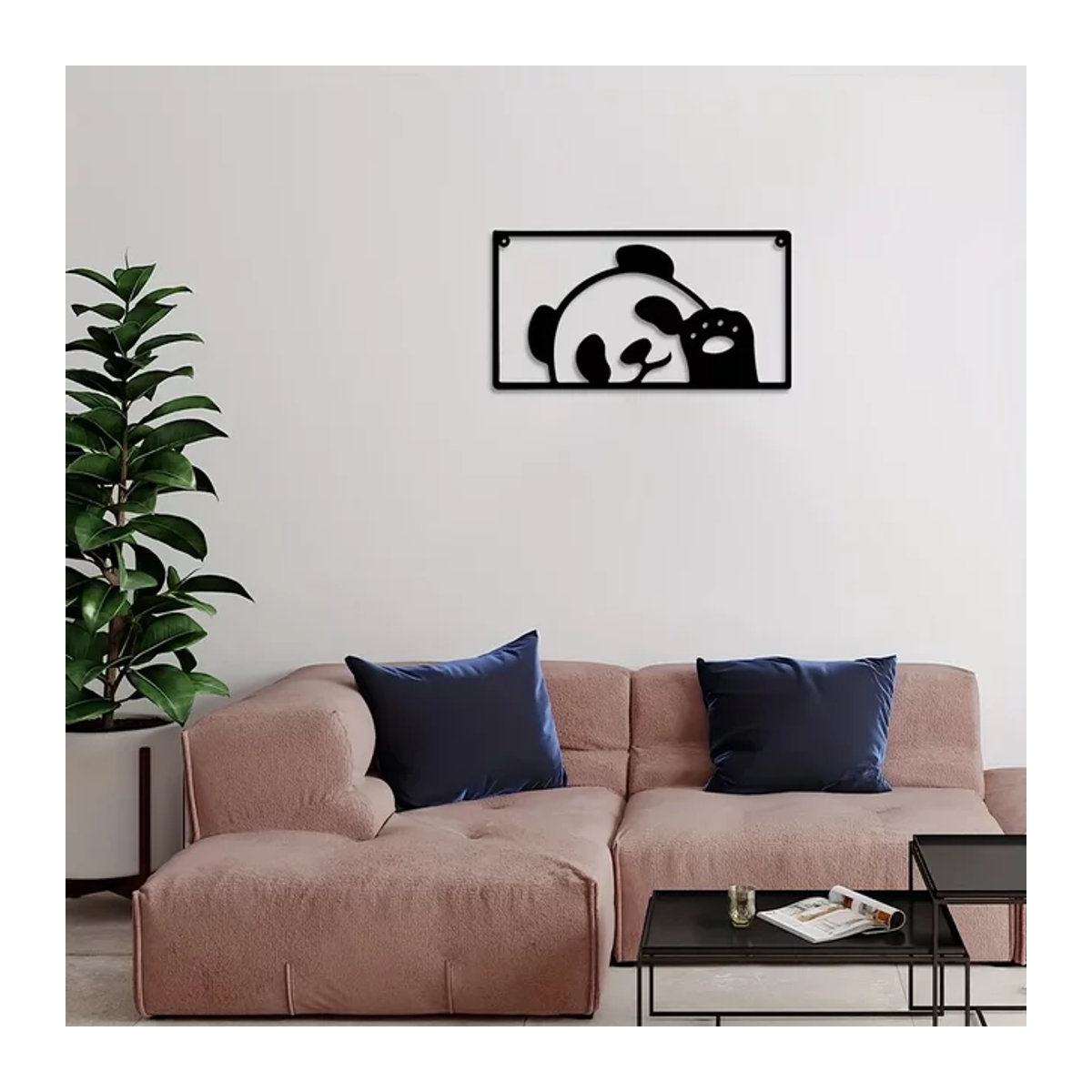 HELLOYOUNG Wanddekoration Panda aus Metall in Schwarz - Bild 1