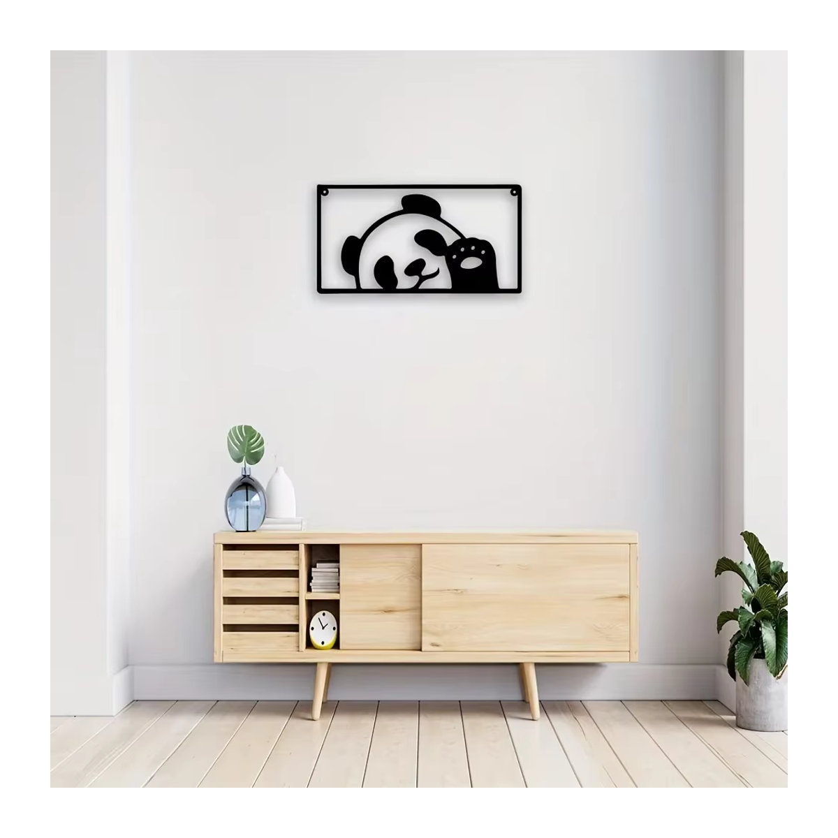HELLOYOUNG Wanddekoration Panda aus Metall in Schwarz - Bild 3