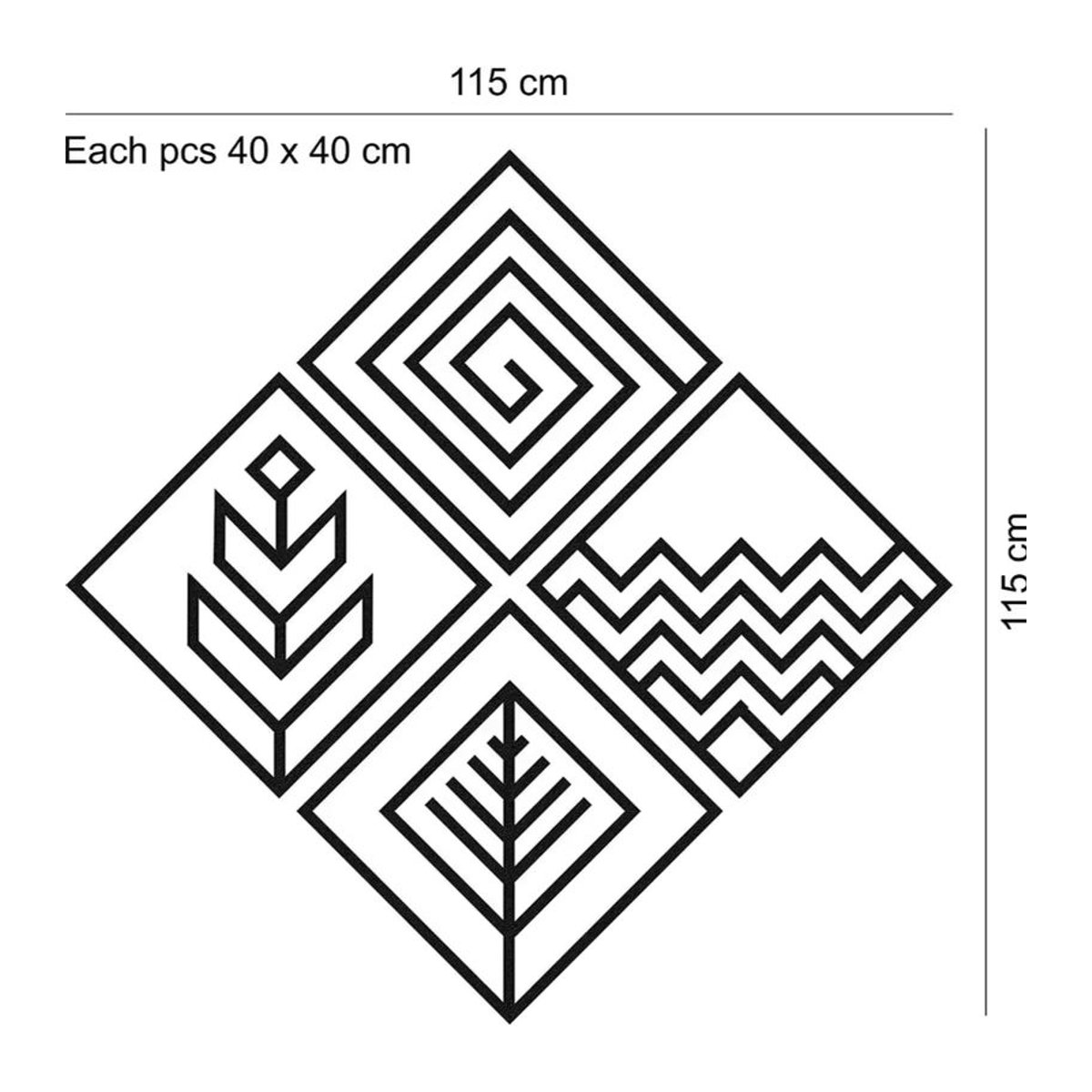 HELLOYOUNG Wandkunst aus Metall im 4er-Set, geometrische Dekoration in Schwarz, minimalistisches Design für dein Zuhause - Bild 2