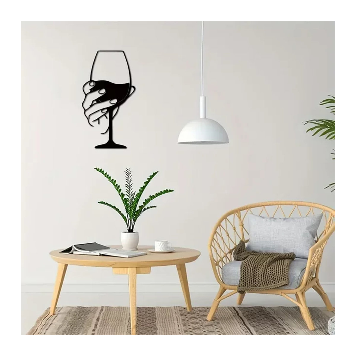 HELLOYOUNG Wandkunst aus Metall Weinglas Motiv in Schwarz für moderne Wanddekoration - Bild 1