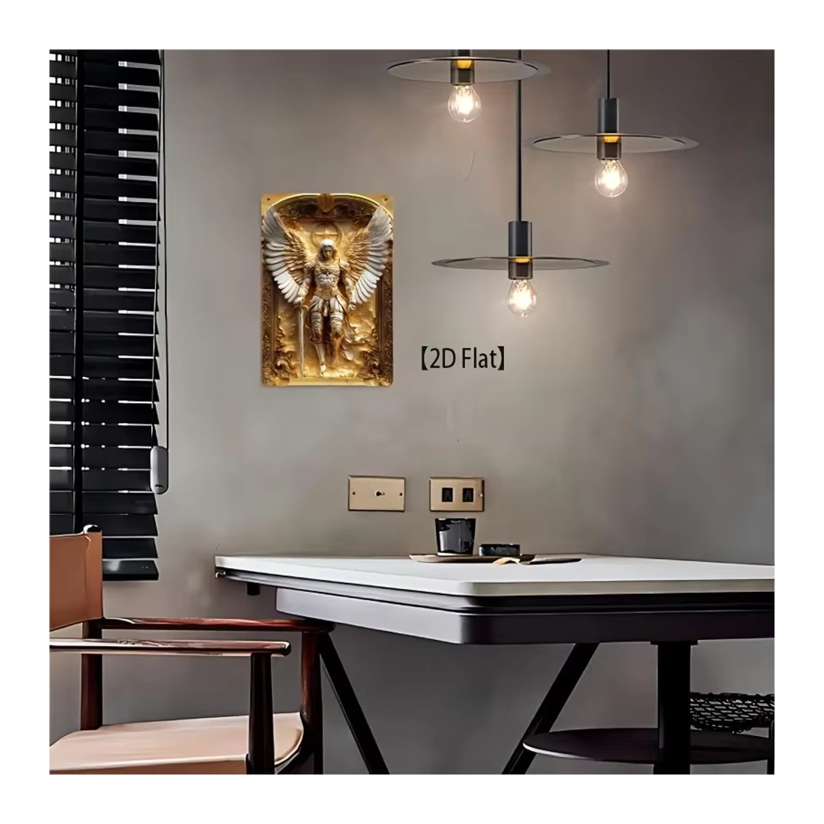HELLOYOUNG Wandkunst Erzengel Michael aus Aluminium in Gold mit Halo und Schwert - Bild 5