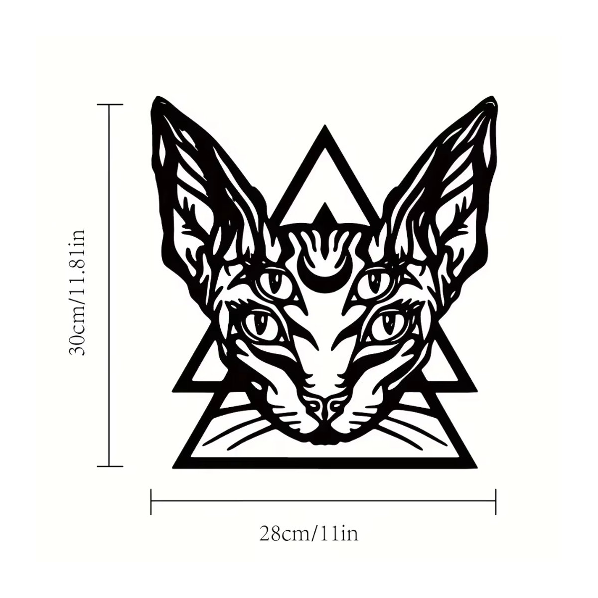 HELLOYOUNG Wandkunst Sphynx Katze aus Metall in Schwarz im gotischen Design zur Innendekoration - Bild 2