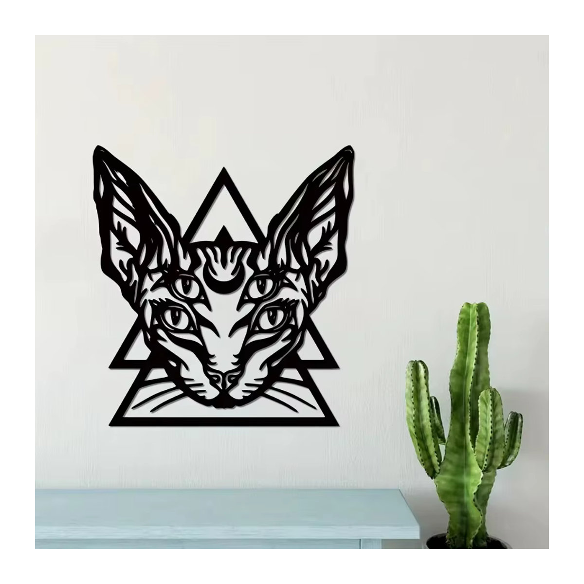 HELLOYOUNG Wandkunst Sphynx Katze aus Metall in Schwarz im gotischen Design zur Innendekoration - Bild 3