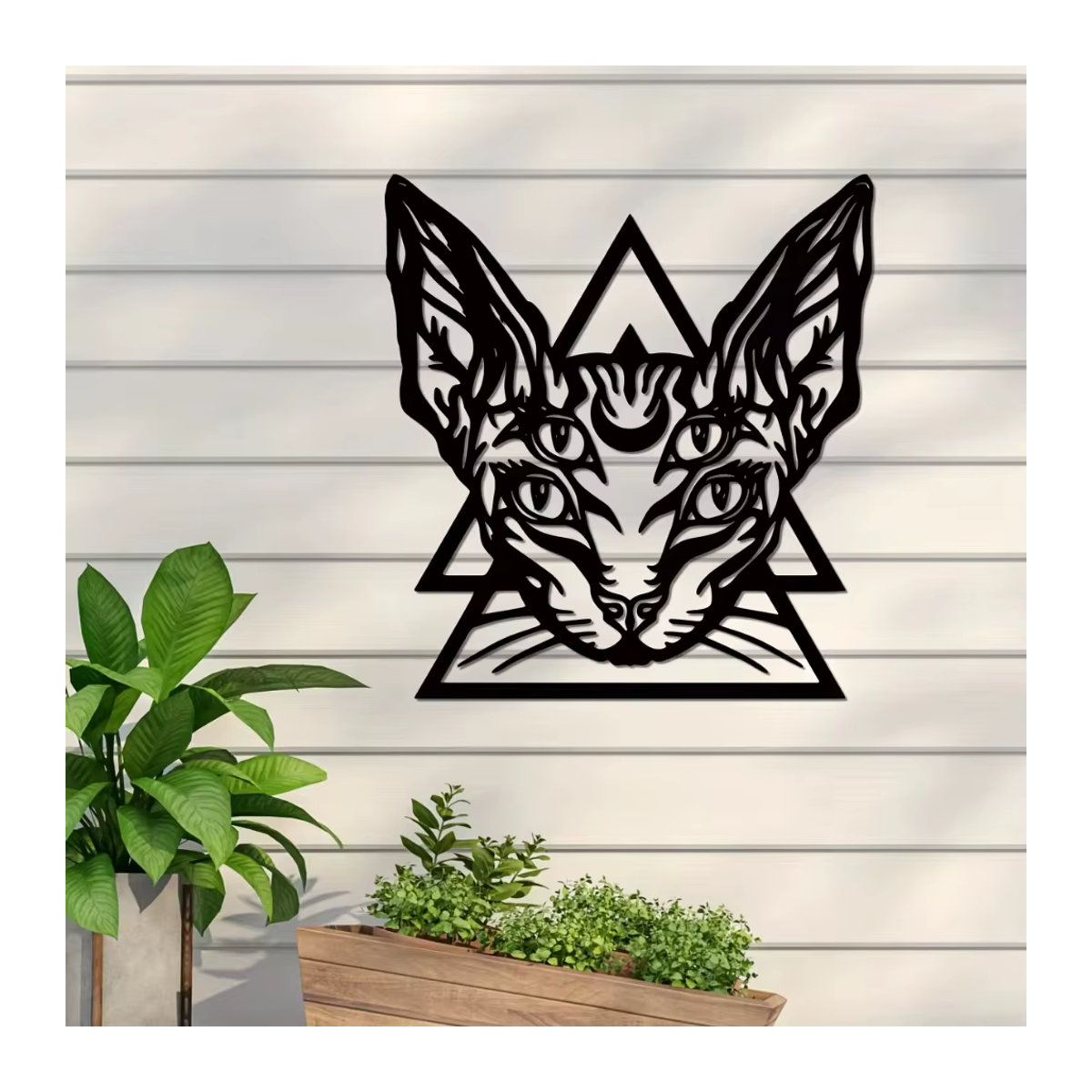 HELLOYOUNG Wandkunst Sphynx Katze aus Metall in Schwarz im gotischen Design zur Innendekoration - Bild 5