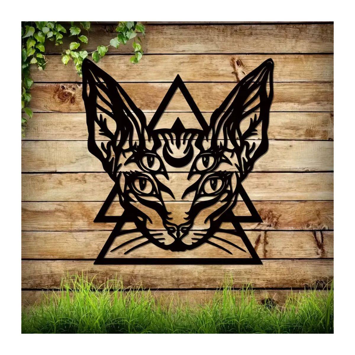HELLOYOUNG Wandkunst Sphynx Katze aus Metall in Schwarz im gotischen Design zur Innendekoration - Bild 6