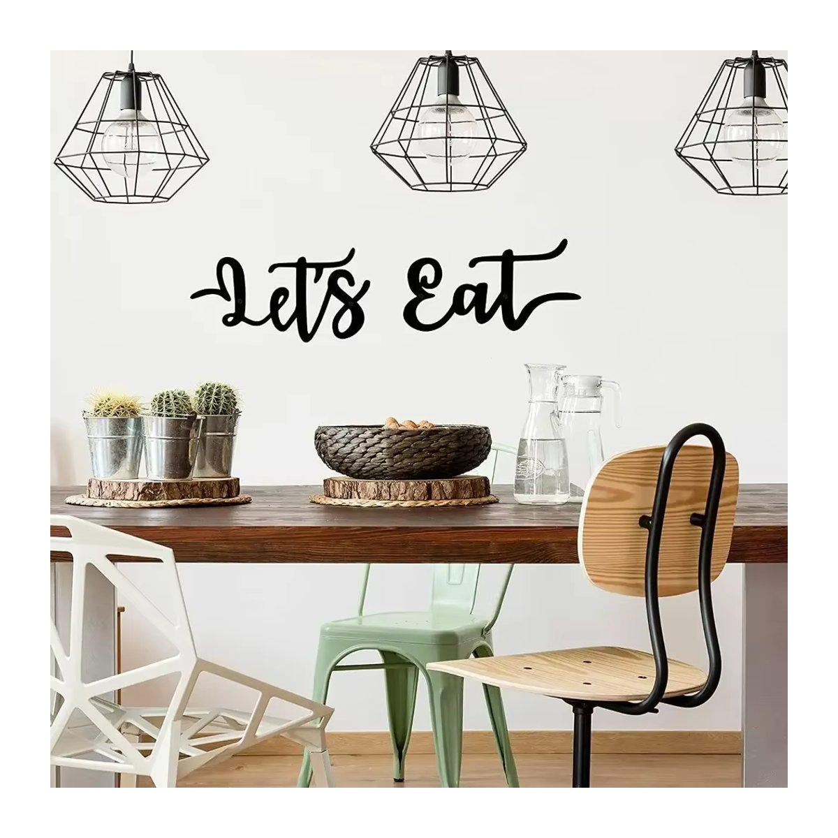 HELLOYOUNG Wandschild Let's Eat aus Metall in Schwarz im rustikalen Design zur Wandmontage - Bild 3