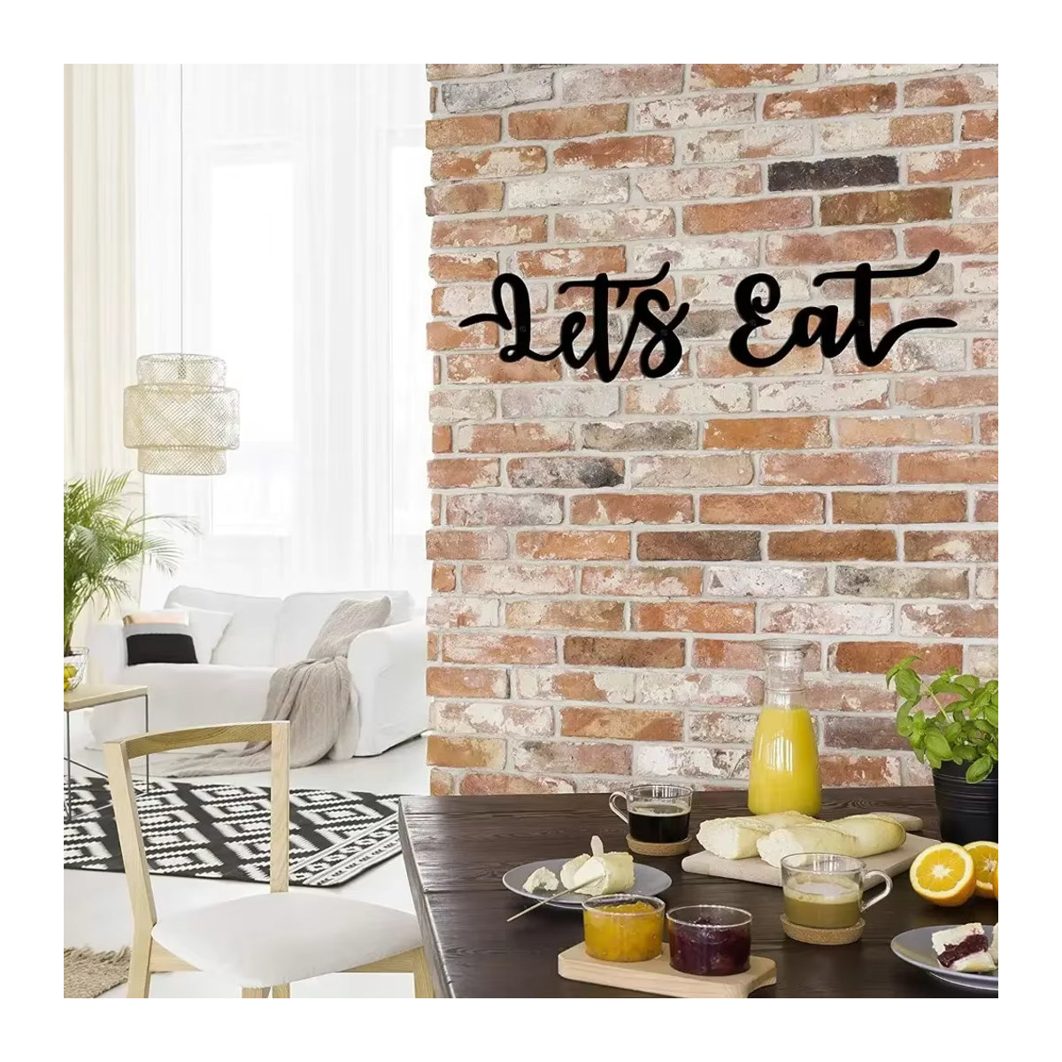 HELLOYOUNG Wandschild Let's Eat aus Metall in Schwarz im rustikalen Design zur Wandmontage - Bild 5