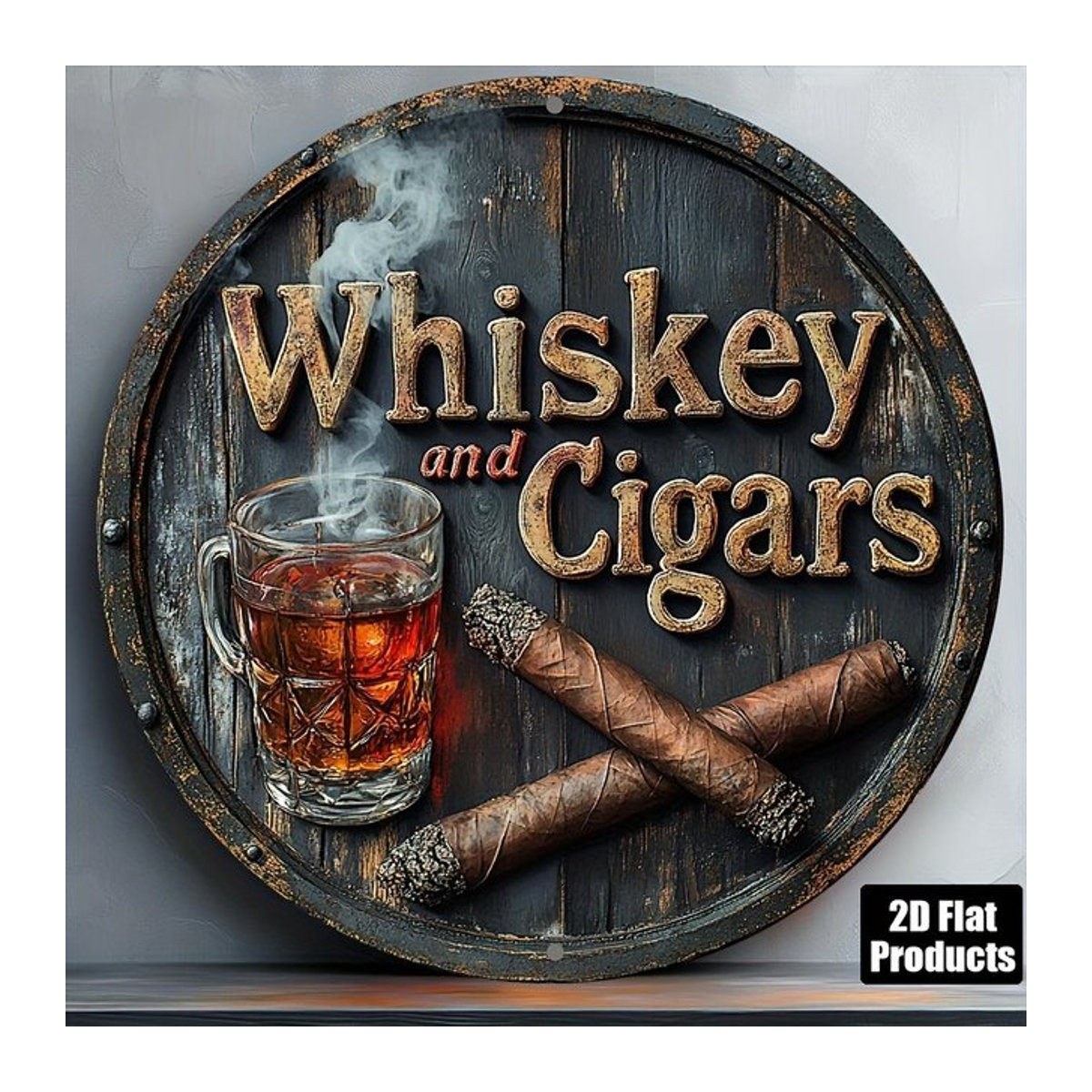 HELLOYOUNG Whiskey Aluminiumschild Vintage Design, quadratisch, mehrfarbig, B/B/B: 20,3 x 20,3 x 20,3 cm - Bild 1