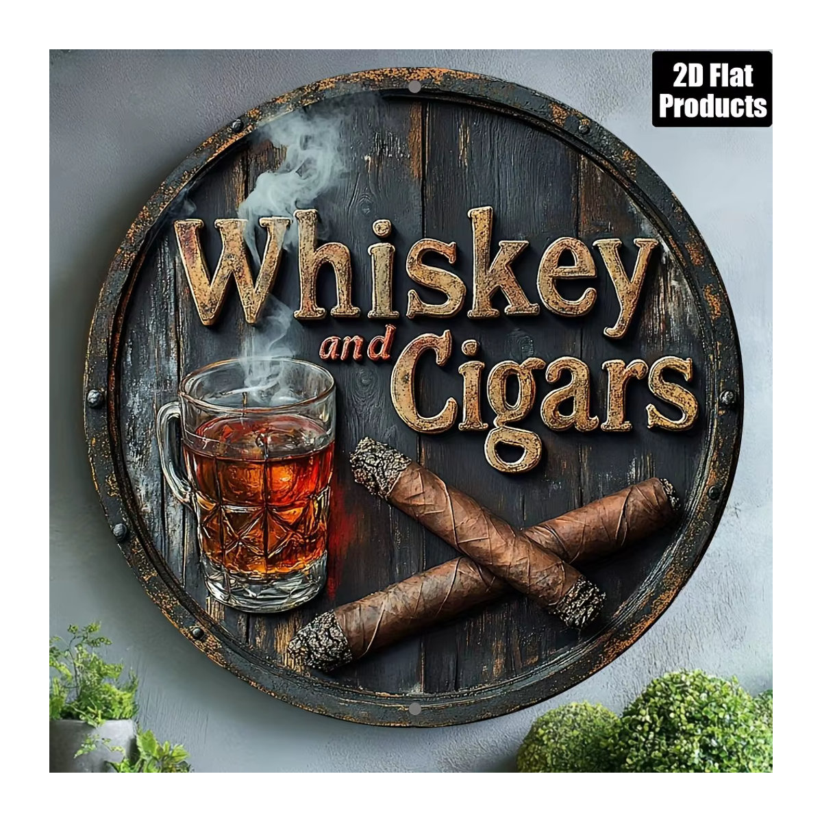 HELLOYOUNG Whiskey Aluminiumschild Vintage Design, quadratisch, mehrfarbig, B/B/B: 20,3 x 20,3 x 20,3 cm - Bild 3