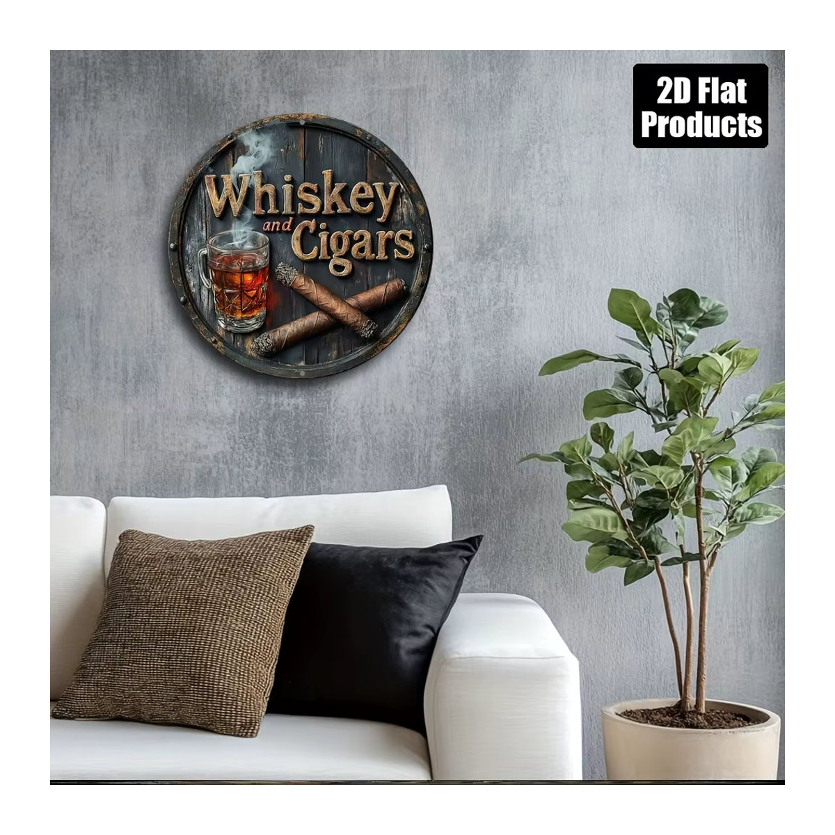 HELLOYOUNG Whiskey Aluminiumschild Vintage Design, quadratisch, mehrfarbig, B/B/B: 20,3 x 20,3 x 20,3 cm - Bild 5